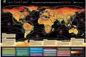 A map of how the world would look like if global temperature rises by 4 degrees | photo: the UK Meteorological Office