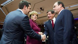 Tsipras, Merkel, Davutoglu, Hollande