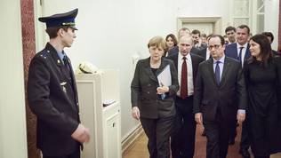 Angela Merkel, Vladimir Putin, Francois Hollande