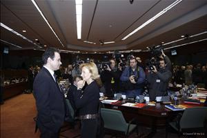 Финансовите министри на Гърция и Испания - Георгиос Папаконстантину и Елена Салгадо | фото: The Council of the European Union